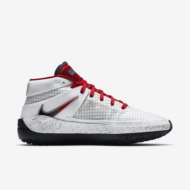 Nike KD13 Kosárlabda Cipő Férfi Fehér Obszidián Piros | HU4258850