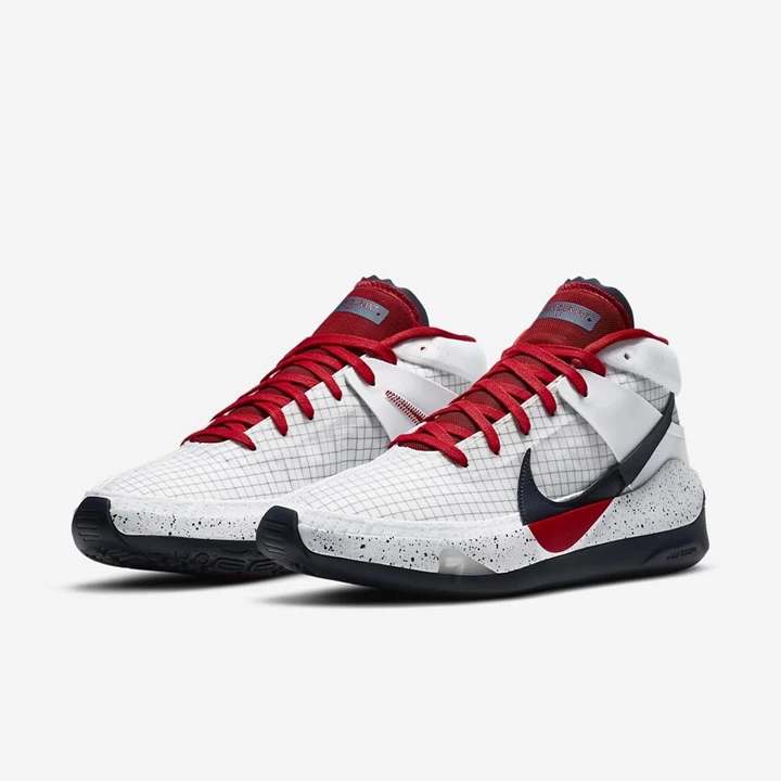 Nike KD13 Kosárlabda Cipő Férfi Fehér Obszidián Piros | HU4258850