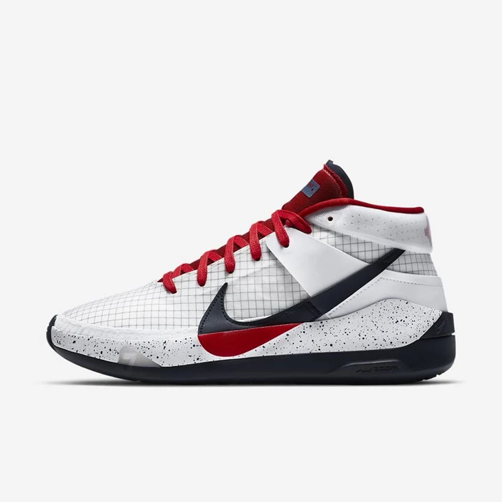 Nike KD13 Kosárlabda Cipő Férfi Fehér Obszidián Piros | HU4258850